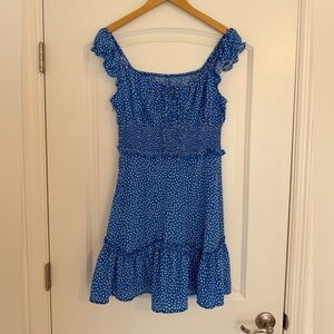 Blue Ruffle Polka Dot Dress